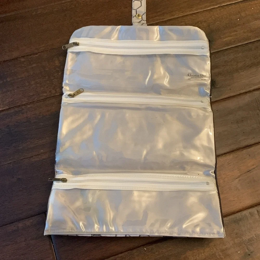Dior silver, and black Monogram Cosmetic Make up envelope/Clutch